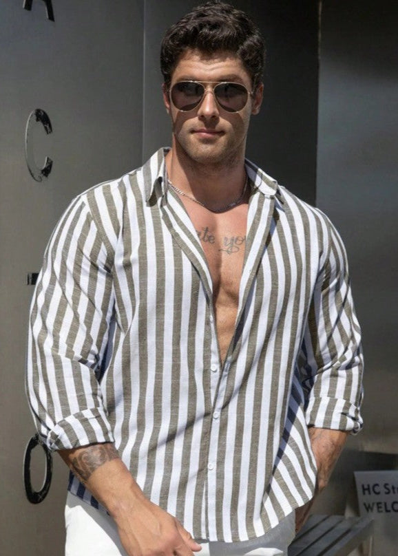 Camisa slim manga larga