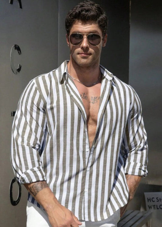 Camisa slim manga larga